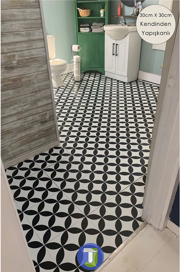 1adet Kendinden Yapışkanlı Modern Tasarımlı Mutfak Banyo Zemin Duvar Kaplama Pvc 30cm×30cm - 3
