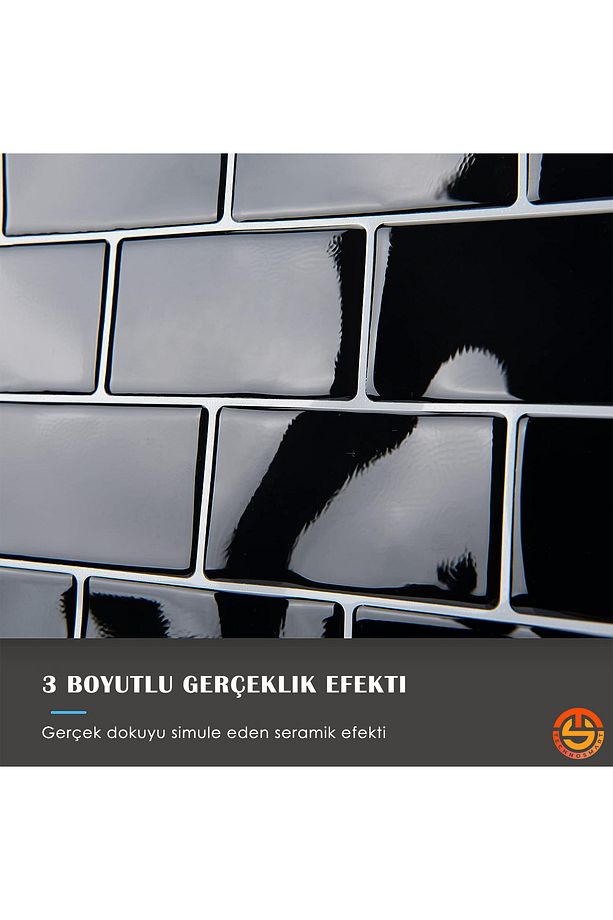 1adet 3d Kendinden Yapışkanlı 30cm×30cm Kaplama Seramk Görünüm Siyah Duvar Stickr Mutfak - 4