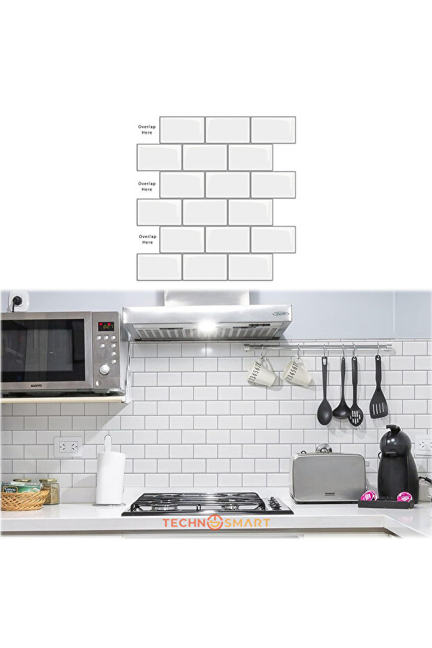 3d Self Adhesive 30×30cm Coating Ceramic Appearance White Wall Sticker Kitchen Bathroom