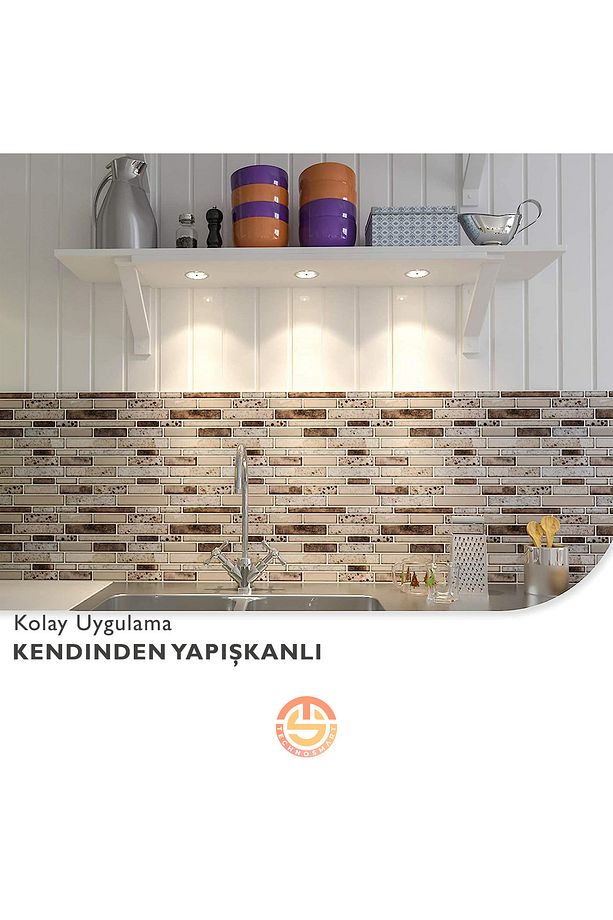 1adet 3d Kendinden Yapışkanlı 30cm×30cm Kaplama Mozaik Görünüm Pvc Duvar Sticker Mutfak - 9