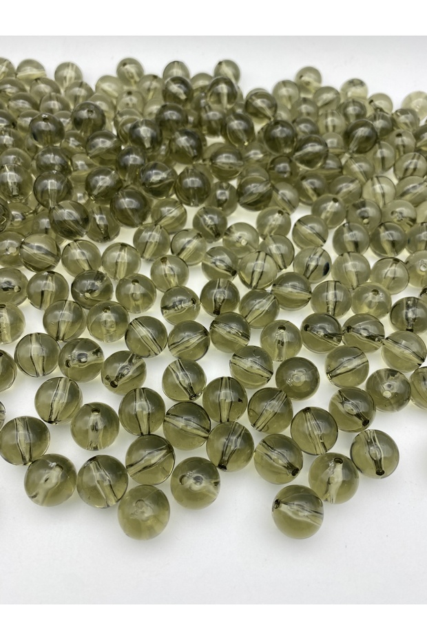 14mm Khaki Green, Green Color Ball Acrylic Beads, Bag Beads (100gr,~60 Pieces)