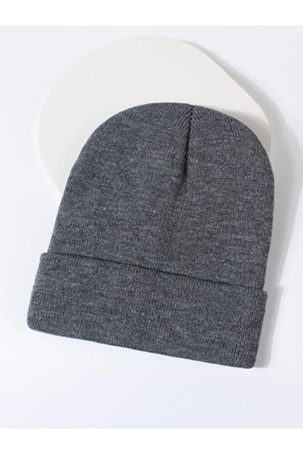 Gray Unisex Folded Knitwear Flat Beret