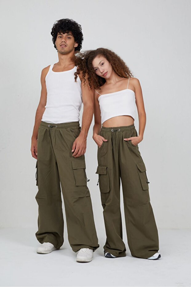 Y2k Baggy Tactical Cargo Parachute Pants with Adjustable Waist and Legs