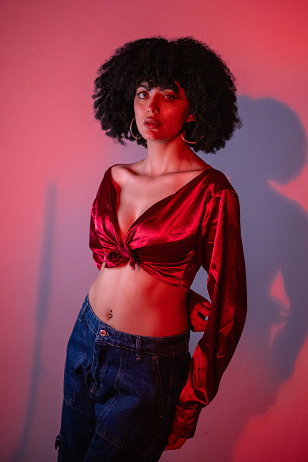 Bağlamalı Basic Bordo Saten Bluz - 7