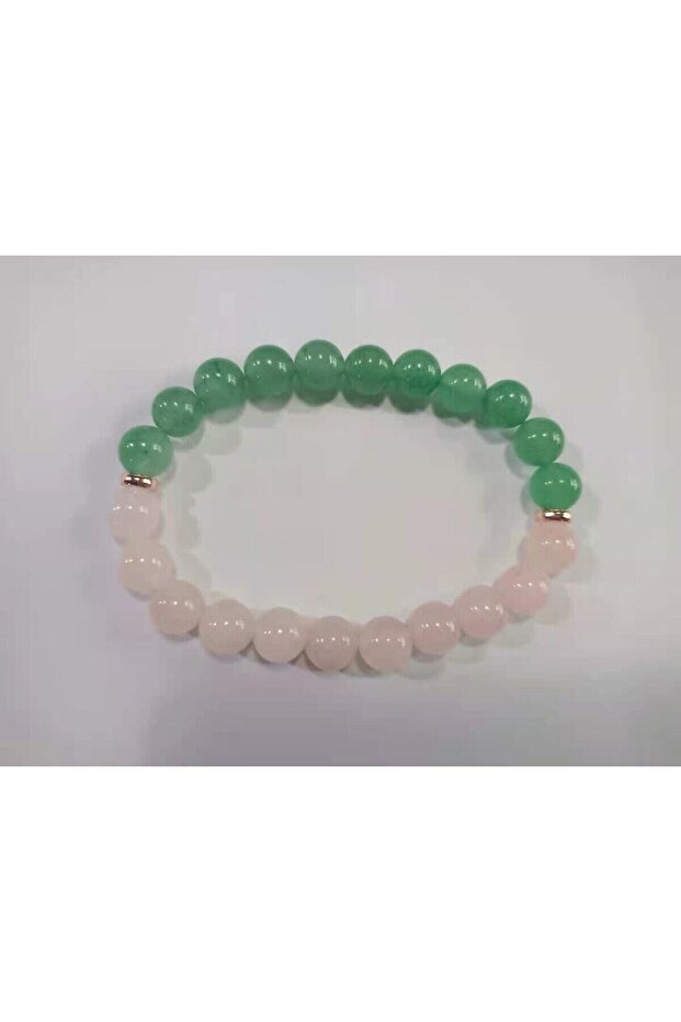 Pink Quartz & Aventurine Natural Stone Bracelet 8mm