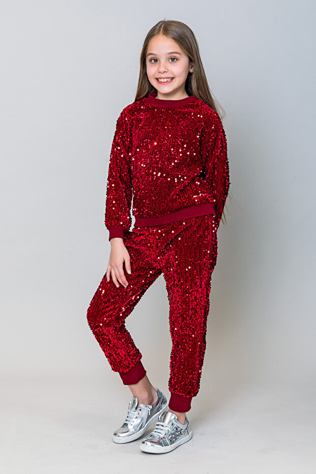 Kız Çocuk Pullu Jogger Pantolon - 4