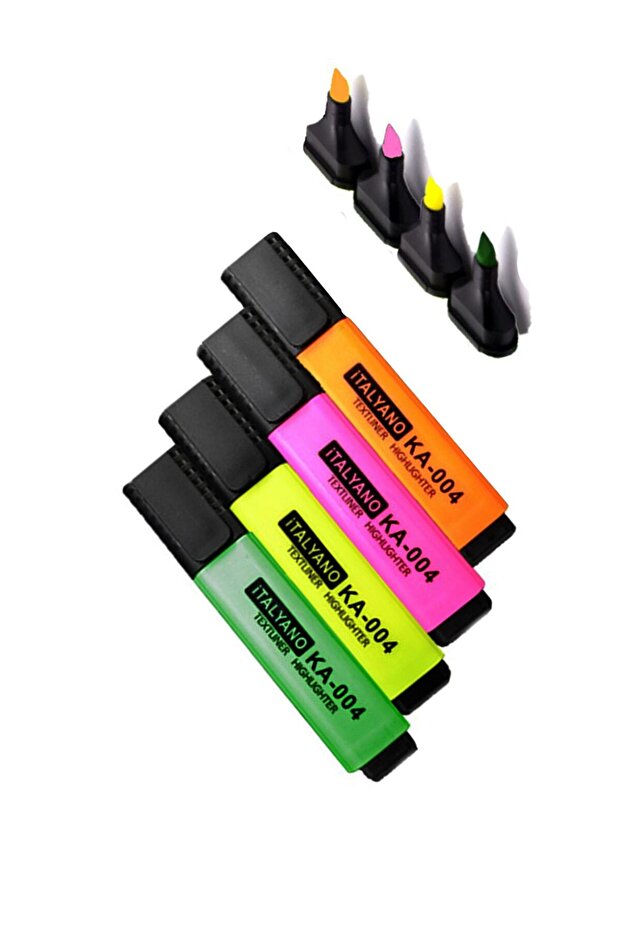 4 Pieces Highlighter Green Yellow Pink Orange