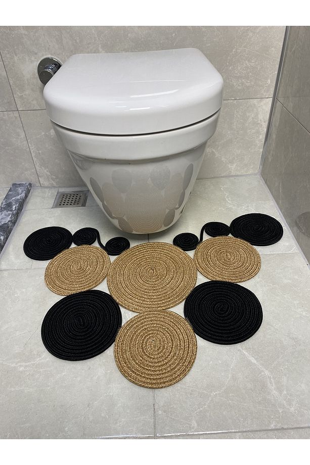 Sakura Jüt, Hasır, Paspas, Banyo Paspası, Klozet Önü Paspası, Klozet Paspas, Çift Taraflı - 2