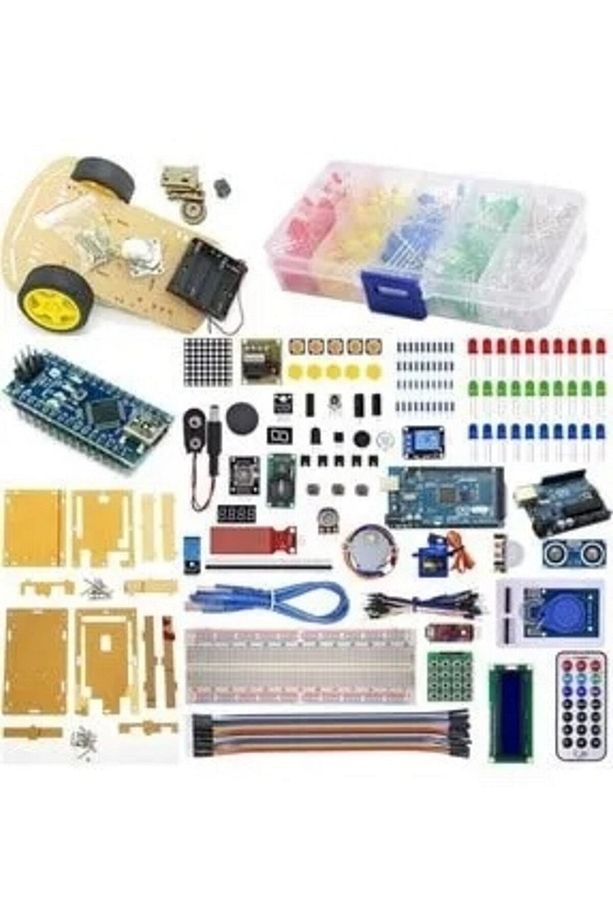 Arduino Nano Mega Uno 558 Parça Robotik Kodlama Pilli 2 Wd Tekerlekli Araba Şasesi Dıy Muhafazalı - 1