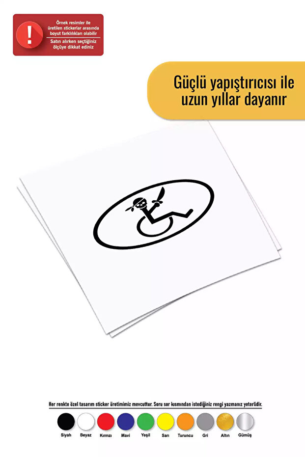 60*36 cm Skull Disabled - Vehicle, Auto, Laptop and Wall Compatible Sticker