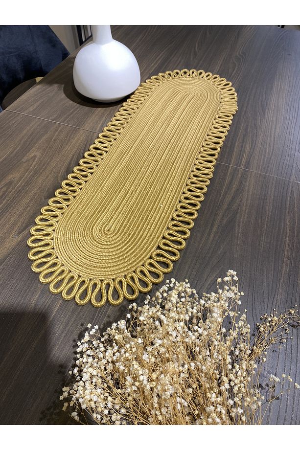 Galaxy Doğal Jüt, Desenli, Hasır, Amerikan Servis, Masa, Sehpa Örtüsü Runner. 30x80 - 4