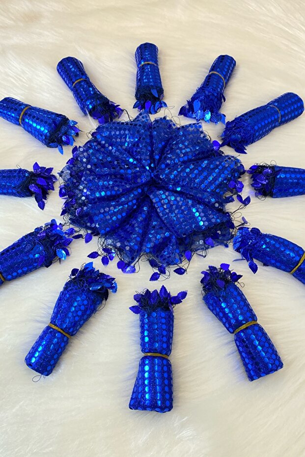 Cobalt Blue Halay Handkerchief, Bridal Handkerchief, Sequined Halay Handkerchief 10 Pieces