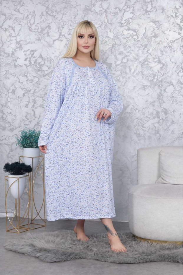 Seasonal Cotton Very Loose Cut Wide Fit Long Sleeve Mother's Nightgown