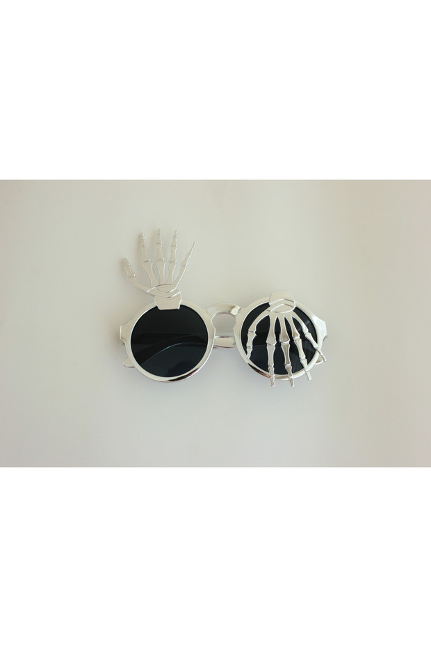Silver Color Skeleton Hand Themed Halloween Party Glasses Halloween Concept Glasses Silver 1 Piece