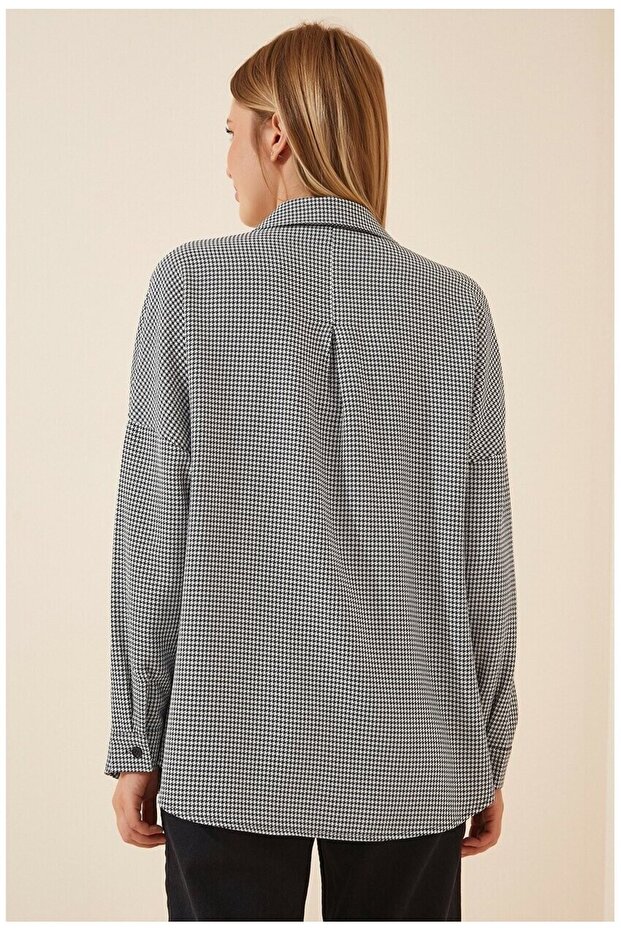 Kazayağı Oversize Gömlek - 3