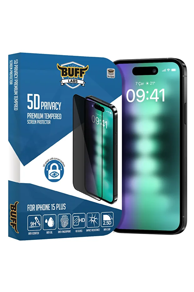 Buff iPhone 15 Plus 5D Privacy Screen Protector - 1