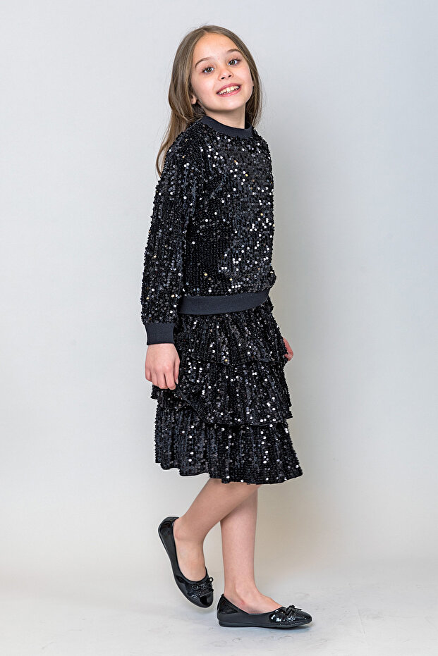 Kız Çocuk Pullu Sweatshirt - 5