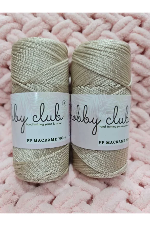 [2 Adet] 4no Taş Rengi Orta Kalın200 gr Polyester Makrom Supla Ve Çanta Ipliği Tığ No 3,5 Veya 4 - 1