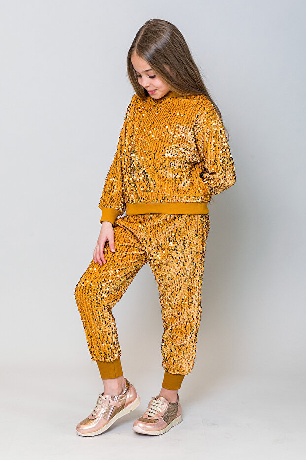 Kız Çocuk Pullu Sweatshirt - 1