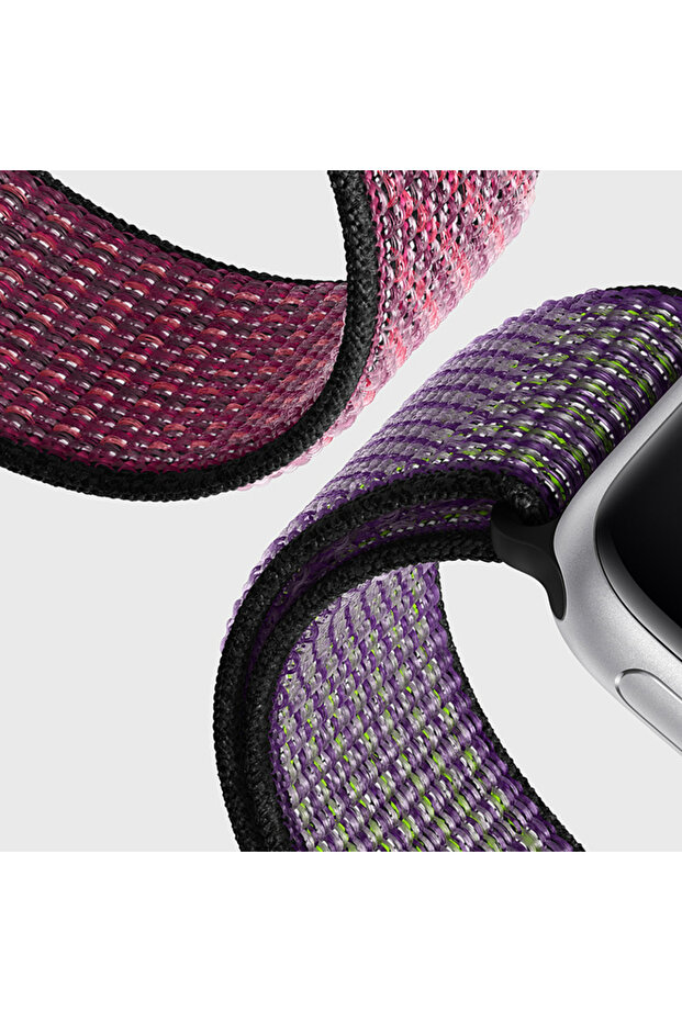 Apple Watch Series 9 41mm Hasırlı Kordon Woven Sport Loop Sarı - 5