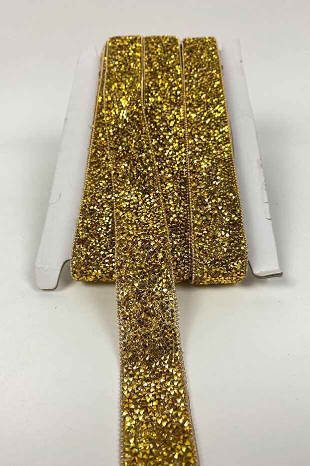 Decorative Strip Gold Iron-On Stone Chain Strip Applique – Decorative Strip, Stylish Design – Dek