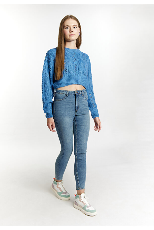 Strick Cropped Pullover biany - 1