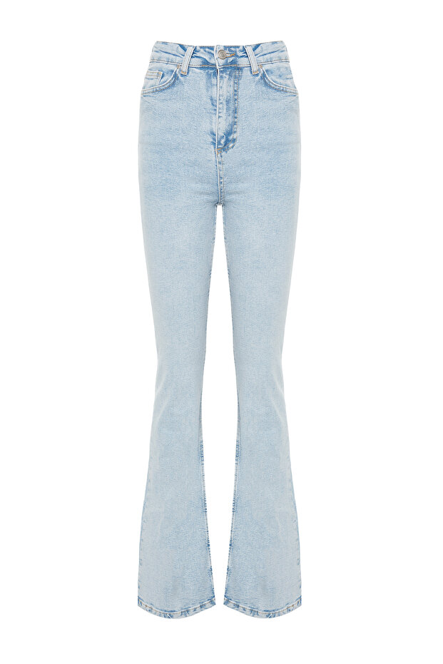Açık Mavi Yüksek Bel Orta Esnek Flare Jeans İspanyol Paça TWOAW24JE00083 - 8