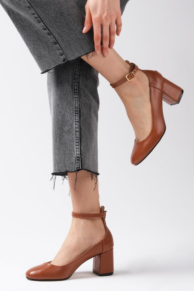 Tan Color Women's Heeled Shoes