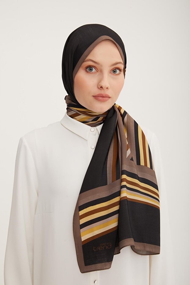 Modern Linear Modal Shawl Dark mink Brown
