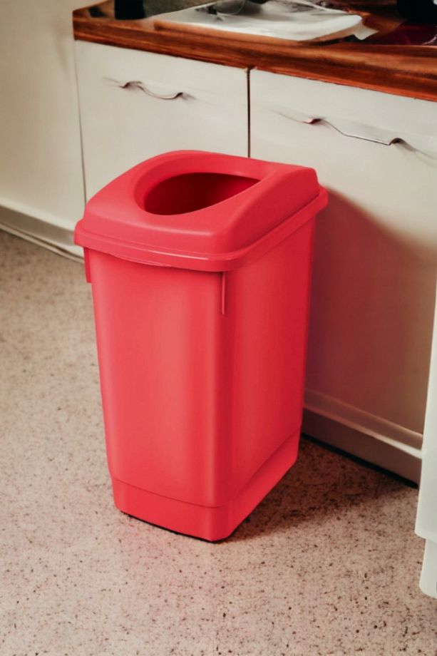 Kırmızı Banyo Çöp Kovası 27 Litre Atık Kutusu Cafe Otel Çöp Kovası Geri Dönüşüm Kutusu 27 Litre - 2