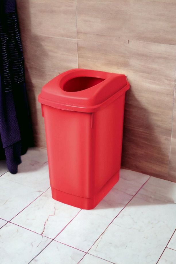Kırmızı Banyo Çöp Kovası 27 Litre Atık Kutusu Cafe Otel Çöp Kovası Geri Dönüşüm Kutusu 27 Litre - 3