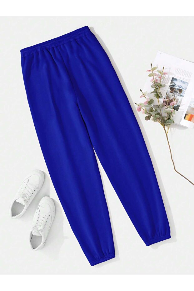 Solid Elastic Waist Thermal Lined 4 Mevsim Eşofman - 2