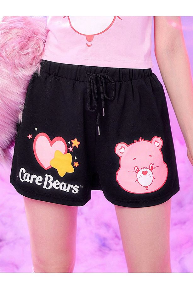 Care Bears Cartoon Graphic Drawstring Waist Şort - 4