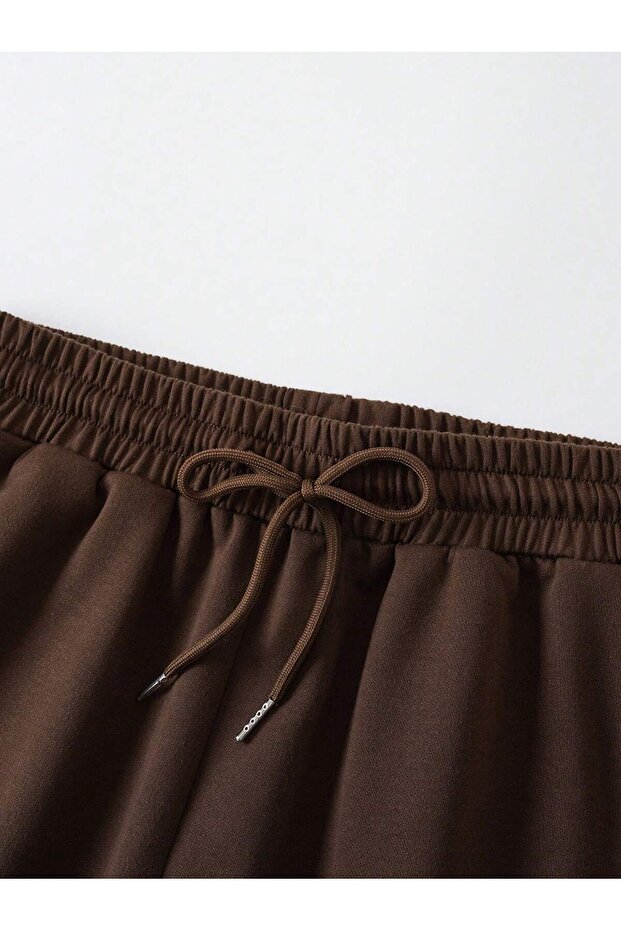 Bear Print Drawstring Waist Şort - 4