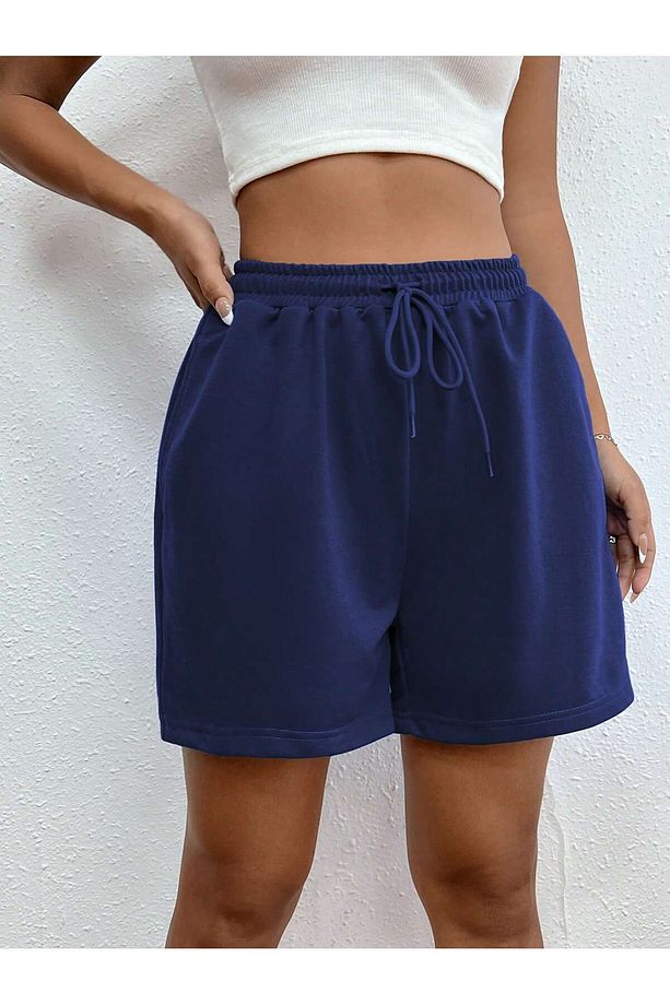 Drawstring Waist Slant Pocket Şort - 3