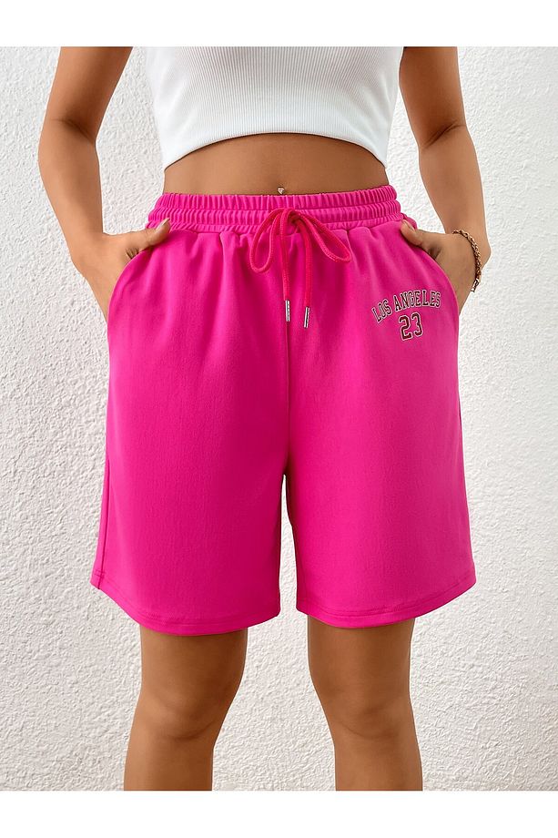 Coolane Letter Graphic Drawstring Waist Track Şort - 1