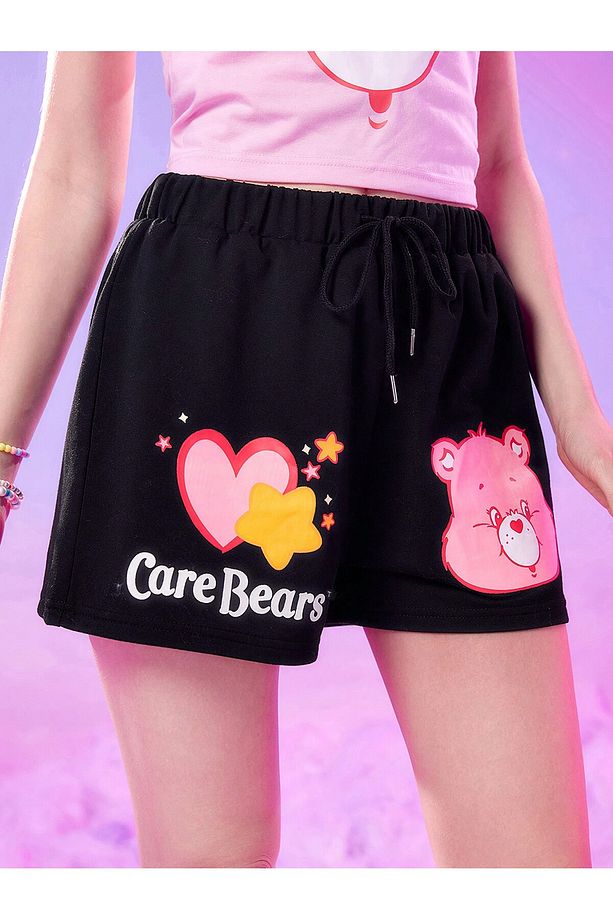 Care Bears Cartoon Graphic Drawstring Waist Şort - 3