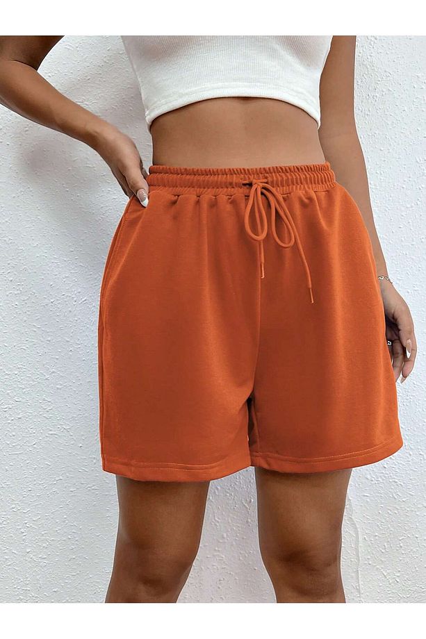 Drawstring Waist Slant Pocket Şort - 3