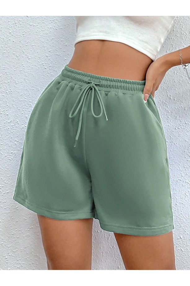 Drawstring Waist Slant Pocket Şort - 3