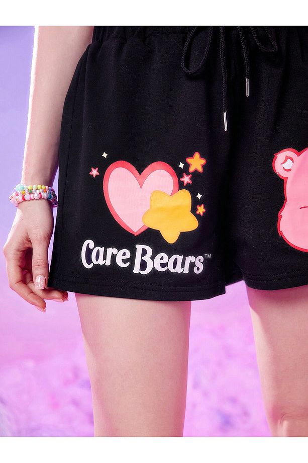 Care Bears Cartoon Graphic Drawstring Waist Şort - 2