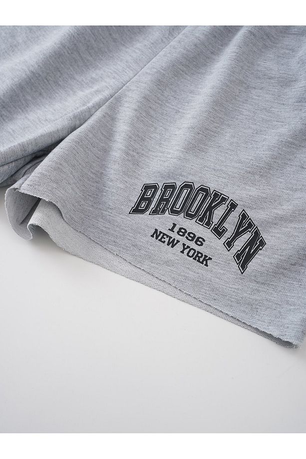 Letter Graphic Drawstring Waist Şort - 6
