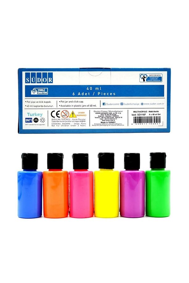 Südor Multi Akrilik Boya Fosforlu Set 6x40 ml Sd116f - 3