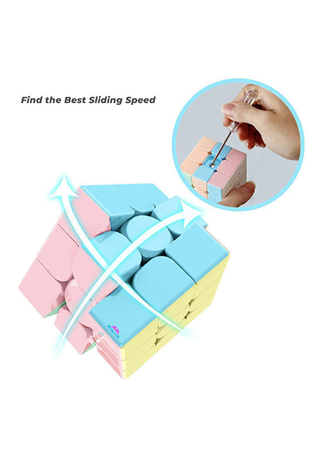 Speed Macaron - مكعب روبيك 3x3 بدون ملصقات للذكاء والعقل - 3
