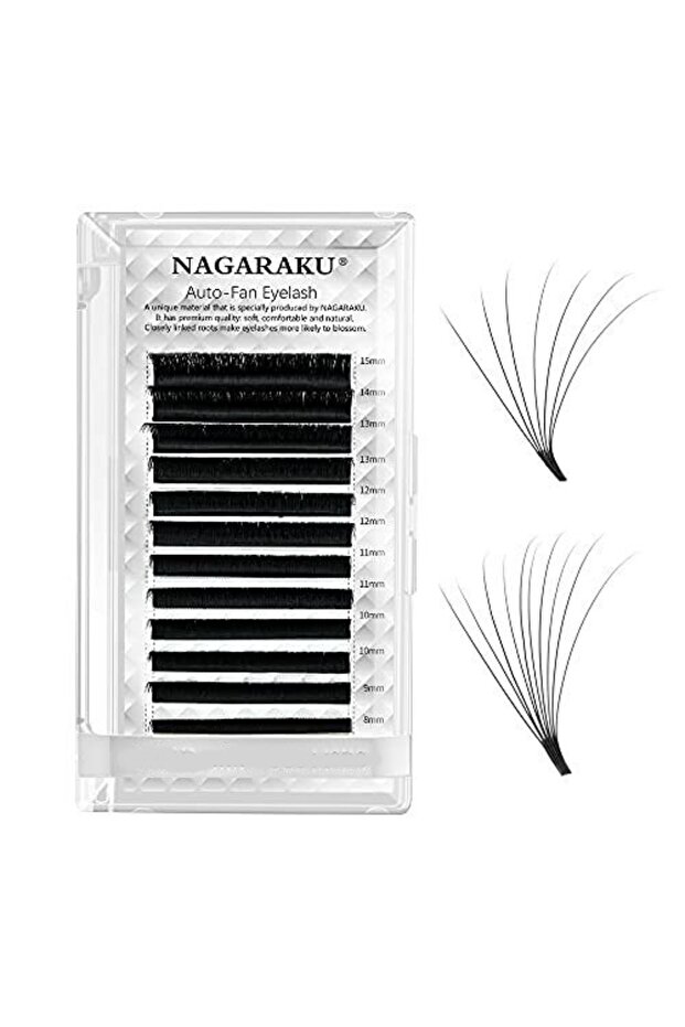 Nagaraku Ipek Kirpik Auto-fan Çek Bırak Kolay Volüm 0.07 C 12mm - 2