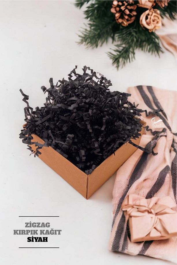 Kırpık Kırpıntı Kağıt Z Zigzag Pelur Kırpıntı Kağıt 100 gr Siyah Renk Süs Dolgu Malzemesi Paper -T5 - 2