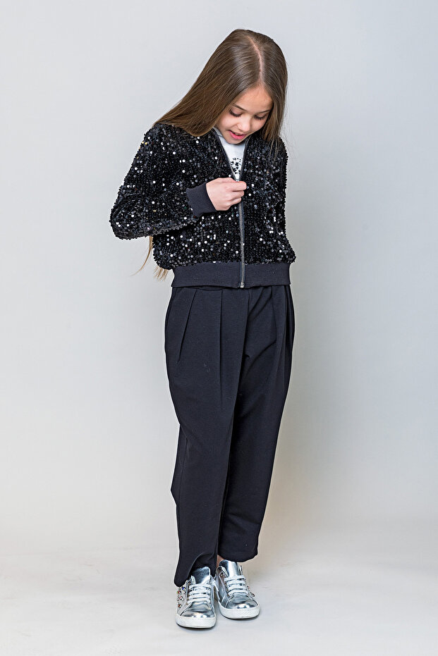 Kız Çocuk Pullu Fermuarlı Ceket - 3