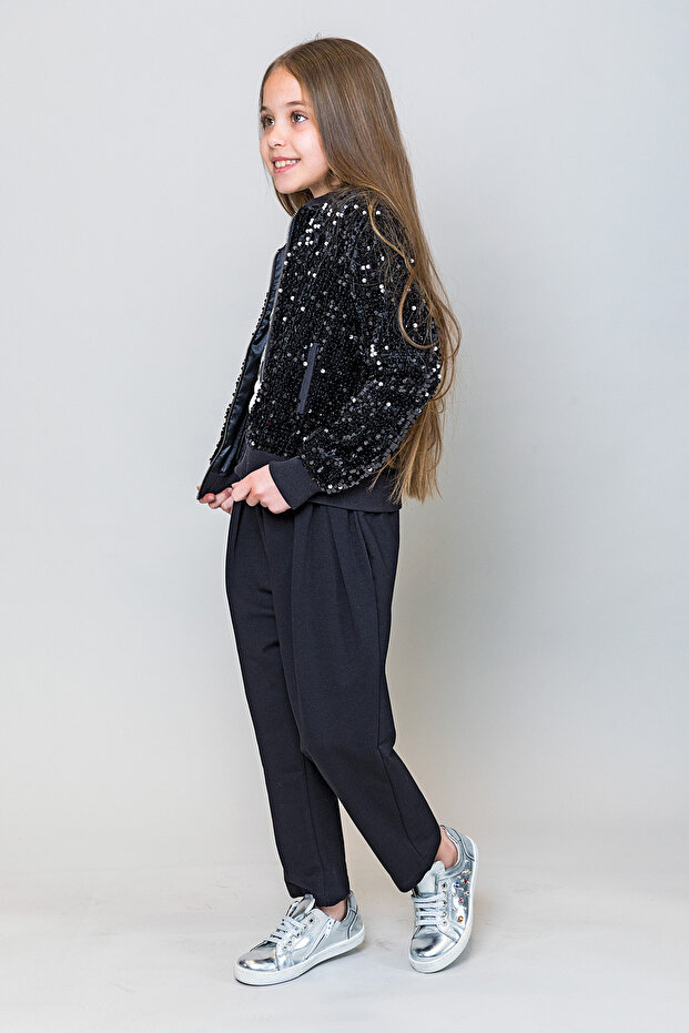 Kız Çocuk Pullu Fermuarlı Ceket - 4