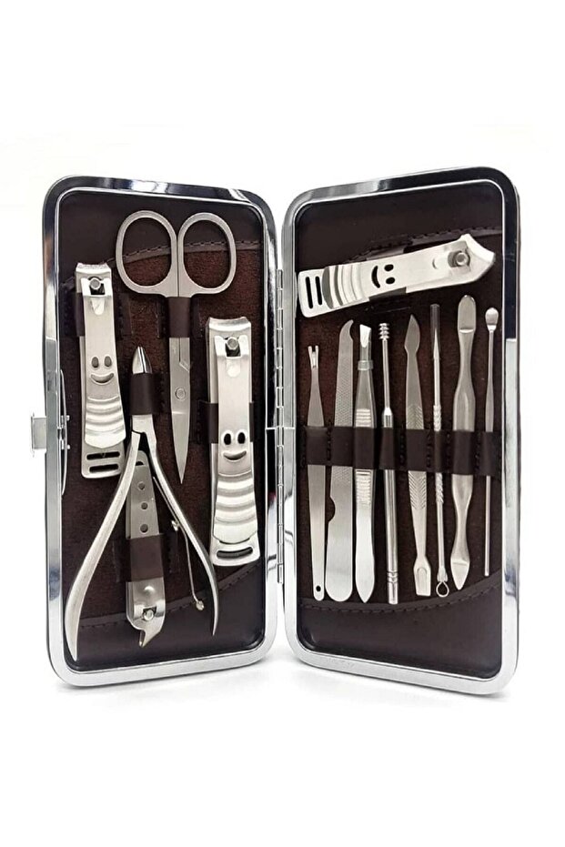 Steel Manicure Pedicure Set, 13 Pieces, Large Size, Professional