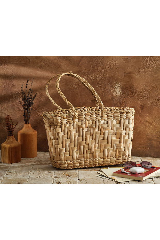 Hasır El Örgü Orta Boy Çanta - 3