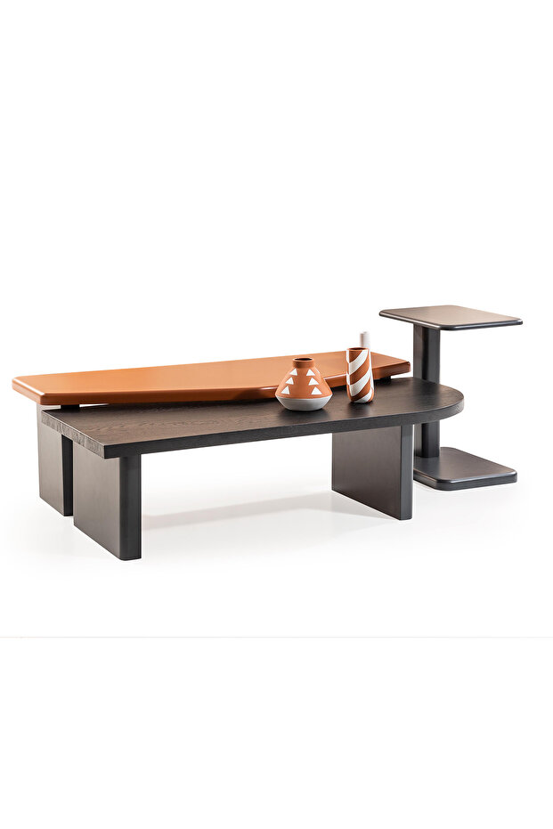 Zenn Meşe Modüllü Üçlü Orta Sehpa - 6